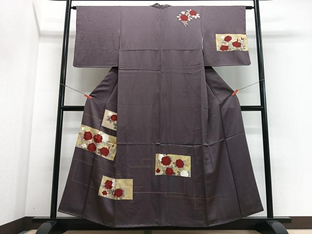 平和屋着物■訪問着　色紙花文　金彩　正絹　逸品　CABI6911xe
