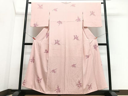 平和屋着物■上質な小紋　刺繍　草花文　正絹　逸品　CABI6914xe