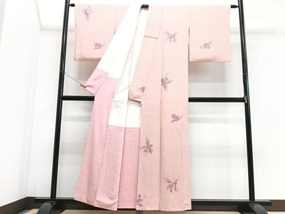 平和屋着物■上質な小紋　刺繍　草花文　正絹　逸品　CABI6914xe