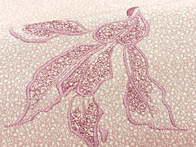 平和屋着物■上質な小紋　刺繍　草花文　正絹　逸品　CABI6914xe
