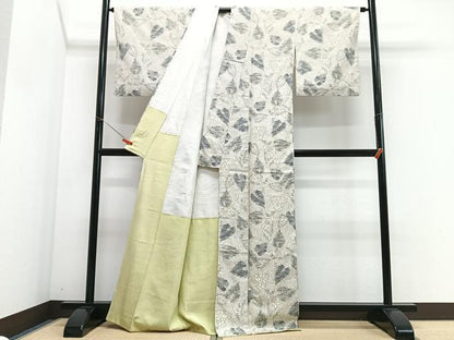 平和屋着物■上質な紬　舞葉文　正絹　逸品　CABI6923xe