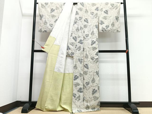 平和屋着物■上質な紬　舞葉文　正絹　逸品　CABI6923xe