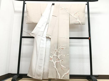 平和屋着物■訪問着　駒刺繍　枝花文　暈し染め　正絹　逸品　CABI6926xe
