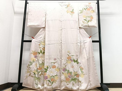 平和屋着物■訪問着　駒刺繍　枝花文　金彩　正絹　逸品　CABI6927xe