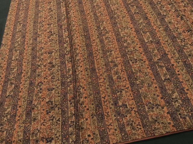 平和屋着物■上質な小紋　縞　草花文　正絹　逸品　CABI6935xe