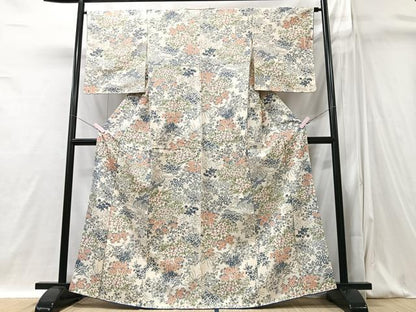 平和屋着物■上質な紬　草花文　正絹　逸品　CABI6938xe