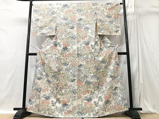 平和屋着物■上質な紬　草花文　正絹　逸品　CABI6938xe
