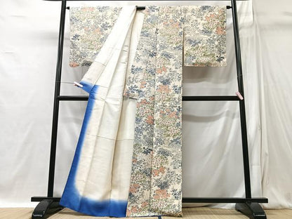 平和屋着物■上質な紬　草花文　正絹　逸品　CABI6938xe