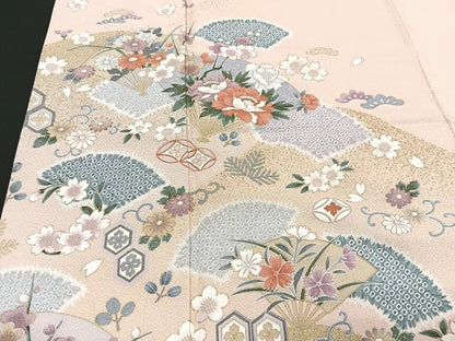 平和屋着物■訪問着　地紙花文　金彩　正絹　逸品　CABI6940xe