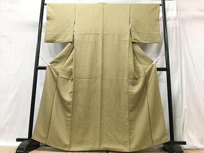 平和屋着物■上質な色無地　霞地紋　利休茶色　正絹　逸品　CABI6942xe