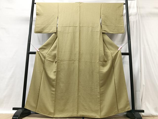 平和屋着物■上質な色無地　霞地紋　利休茶色　正絹　逸品　CABI6942xe