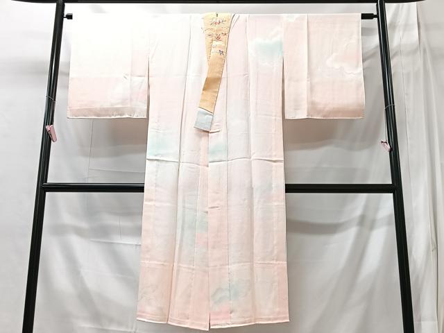 平和屋着物■長襦袢　無双仕立て　雲取り地紋　暈し染め　半衿刺繍　正絹　逸品　CABI6950xe