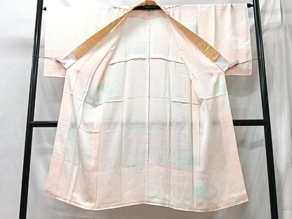 平和屋着物■長襦袢　無双仕立て　雲取り地紋　暈し染め　半衿刺繍　正絹　逸品　CABI6950xe