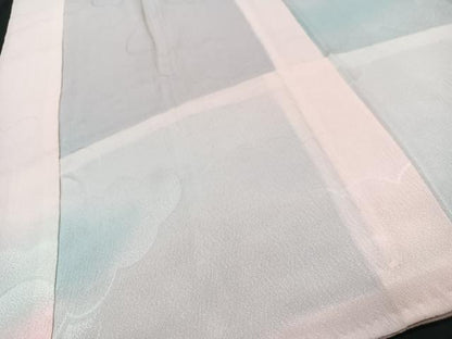 平和屋着物■長襦袢　無双仕立て　雲取り地紋　暈し染め　半衿刺繍　正絹　逸品　CABI6950xe