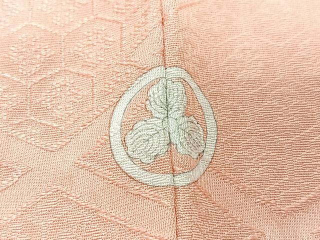 平和屋着物■上質な色無地　松皮菱亀甲花文　珊瑚色　正絹　逸品　CABI6951xe