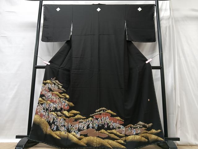 平和屋着物■豪華黒留袖　作家物　大名行列　金彩　正絹　逸品　未使用　CABI6952xe