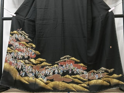 平和屋着物■豪華黒留袖　作家物　大名行列　金彩　正絹　逸品　未使用　CABI6952xe