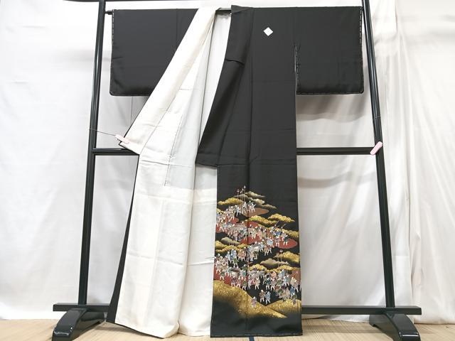 平和屋着物■豪華黒留袖　作家物　大名行列　金彩　正絹　逸品　未使用　CABI6952xe