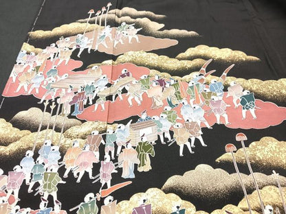 平和屋着物■豪華黒留袖　作家物　大名行列　金彩　正絹　逸品　未使用　CABI6952xe