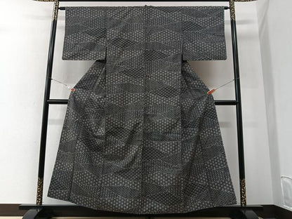 平和屋着物■本場大島紬　切嵌幾何学文様　正絹　逸品　CABI6966xe