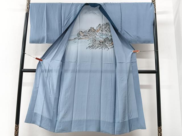平和屋着物■男性　長襦袢　無双仕立て　作家物　遠山風景文　暈し染め　正絹　逸品　CABI6973xe