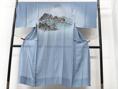 平和屋着物■男性　長襦袢　無双仕立て　作家物　遠山風景文　暈し染め　正絹　逸品　CABI6973xe
