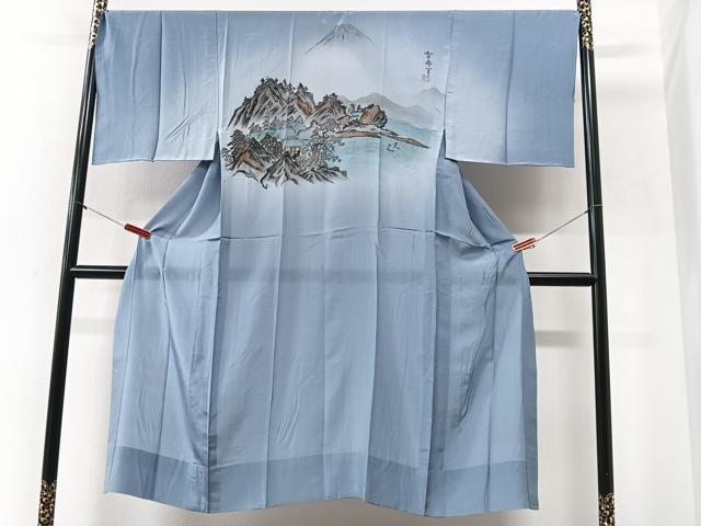 平和屋着物■男性　長襦袢　無双仕立て　作家物　遠山風景文　暈し染め　正絹　逸品　CABI6973xe