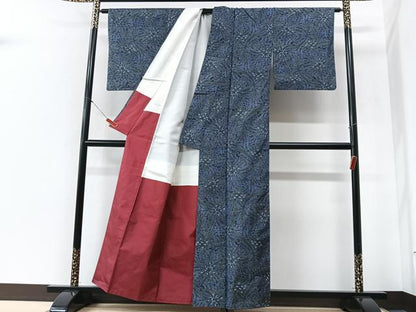 平和屋着物■本場大島紬　葉尽くし　正絹　逸品　CABI6980xe