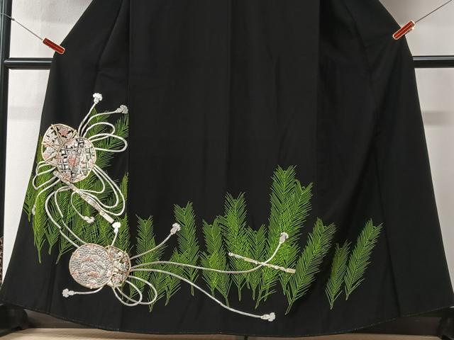 平和屋着物■黒留袖　刺繍　花鼓文　洗える着物　CABI6982xe