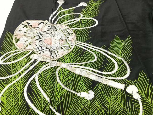 平和屋着物■黒留袖　刺繍　花鼓文　洗える着物　CABI6982xe