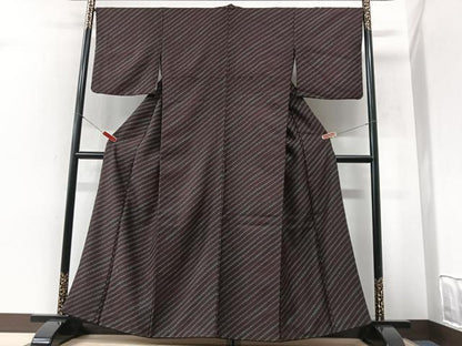平和屋着物■上質な小紋　斜線文　胴抜き仕立て　正絹　逸品　CABI6986xe
