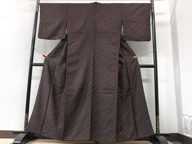 平和屋着物■上質な小紋　斜線文　胴抜き仕立て　正絹　逸品　CABI6986xe