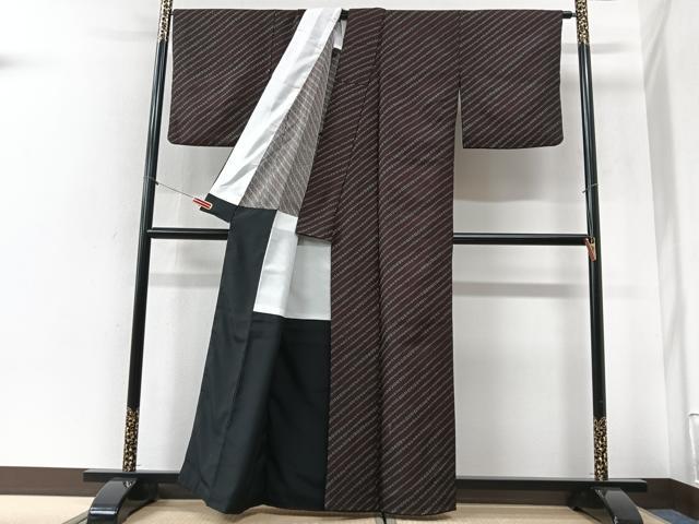 平和屋着物■上質な小紋　斜線文　胴抜き仕立て　正絹　逸品　CABI6986xe