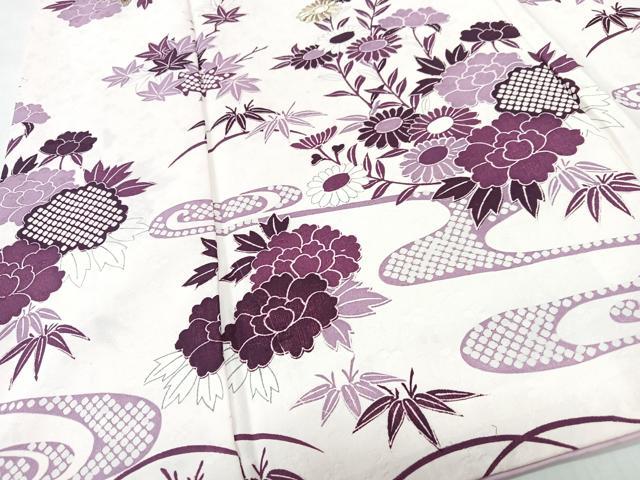 平和屋着物■小紋　刺繍　流水草花文　洗える着物　CABI6995xe