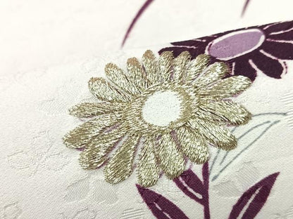 平和屋着物■小紋　刺繍　流水草花文　洗える着物　CABI6995xe