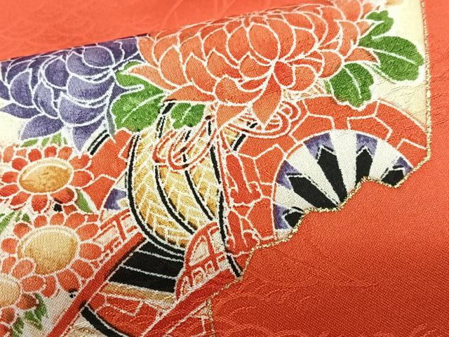 平和屋着物■振袖　扇面花車文　金彩　洗える着物　CABI6996xe