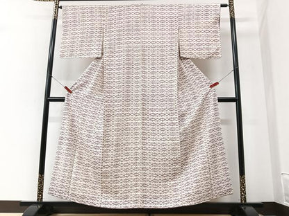 平和屋着物■上質な小紋　扇鳥文　正絹　逸品　CABI6998xe