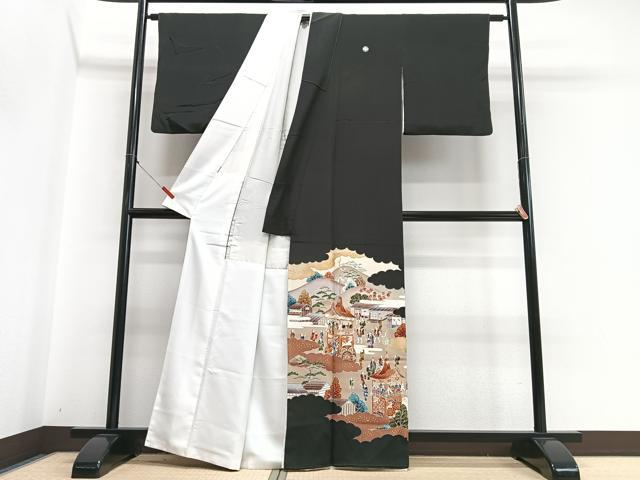 平和屋着物■豪華黒留袖　作家物　人物風景文　金彩　正絹　逸品　CABI7006xe