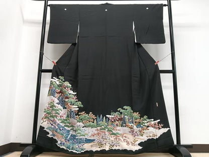 平和屋着物■豪華黒留袖　作家物　風景文　正絹　逸品　CABI7007xe