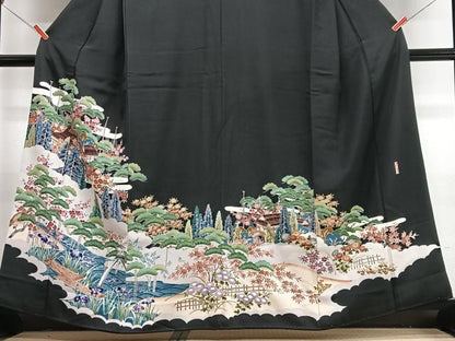 平和屋着物■豪華黒留袖　作家物　風景文　正絹　逸品　CABI7007xe