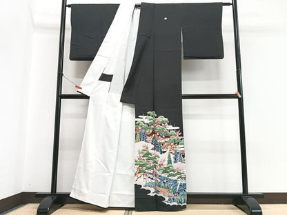 平和屋着物■豪華黒留袖　作家物　風景文　正絹　逸品　CABI7007xe