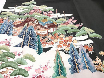 平和屋着物■豪華黒留袖　作家物　風景文　正絹　逸品　CABI7007xe