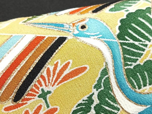 平和屋着物■豪華黒留袖　扇面吉祥花鳥文　金彩　正絹　逸品　CABI7011xe