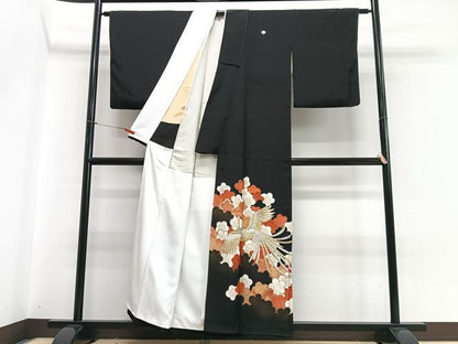 平和屋着物■豪華黒留袖　刺繍　鳳凰花文　金銀糸　正絹　逸品　CABI7012xe