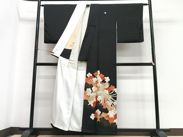 平和屋着物■豪華黒留袖　刺繍　鳳凰花文　金銀糸　正絹　逸品　CABI7012xe