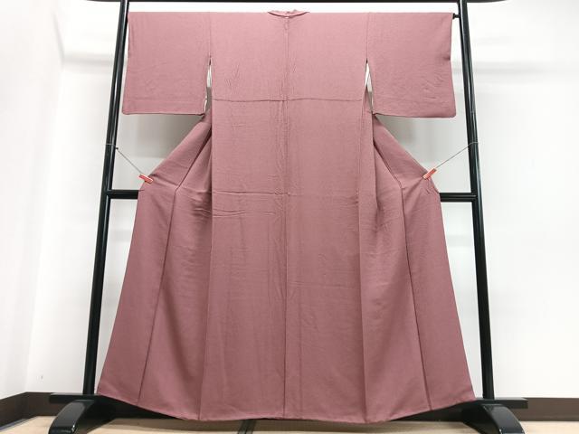平和屋着物■上質な色無地　霞地紋　退紅色　正絹　逸品　CABI7015xe