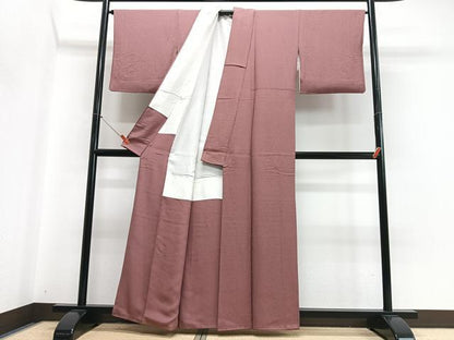平和屋着物■上質な色無地　霞地紋　退紅色　正絹　逸品　CABI7015xe