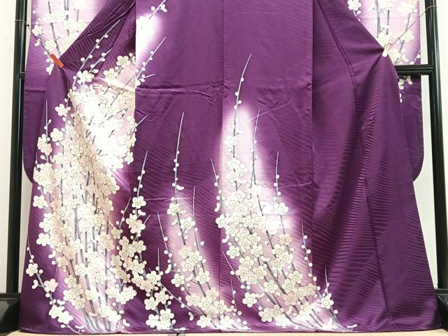 平和屋着物■豪華振袖　駒刺繍　枝梅文　暈し染め　銀彩　正絹　逸品　CABI7017xe