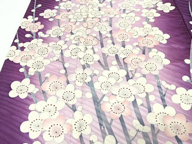 平和屋着物■豪華振袖　駒刺繍　枝梅文　暈し染め　銀彩　正絹　逸品　CABI7017xe