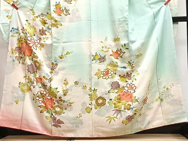 平和屋着物■豪華振袖　駒刺繍　草花文　暈し染め　金彩　正絹　逸品　CABI7023xe